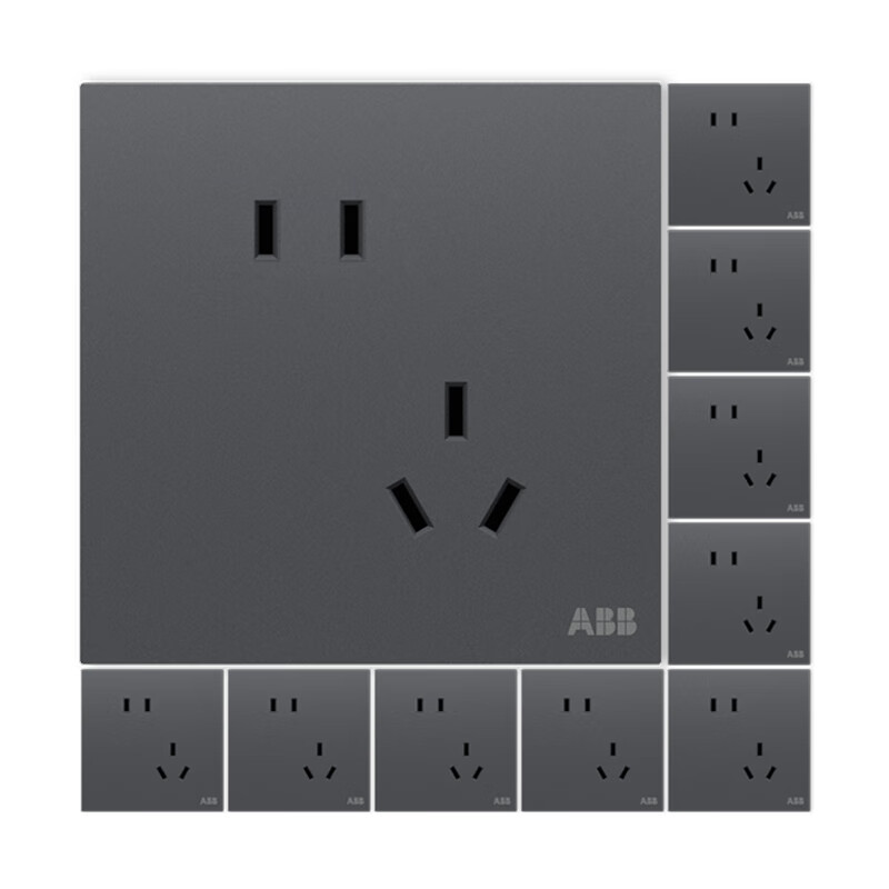 Розетка ABB Yingzhi Series CA205N-MG, серая, 86 тип, 10А, 5 гнезд, упаковка 10 шт.