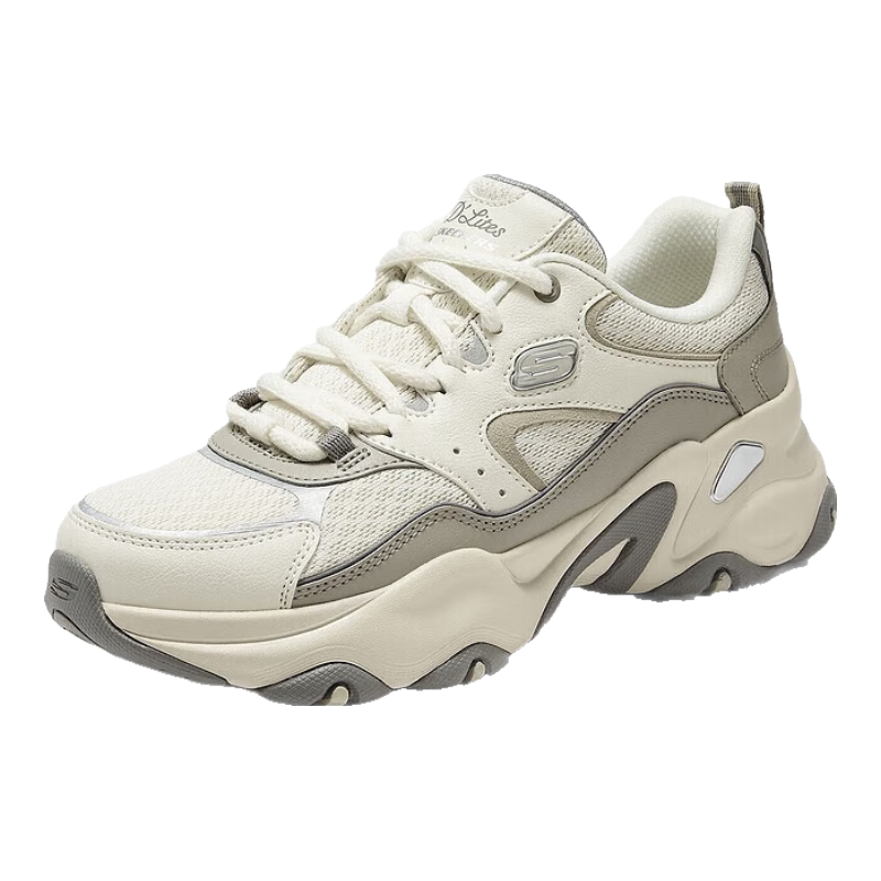 Skechers Women's Shoes, Spring Thick-Soled Heightening Sneakers, Versatile Lightweight Soft-Bottom Casual Shoes, Panda Shoes, 150521
