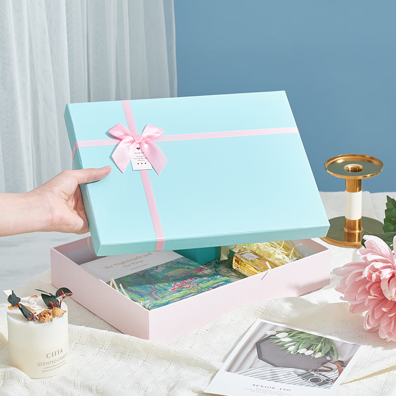 Ouliwen Gift Box, Large Size, Elegant Feel, Birthday Present, Holiday Student Stationery Storage Gift Box, Empty Box for Storage, Cardboard Box, 31cm*23.5cm*6cm, Pink 1