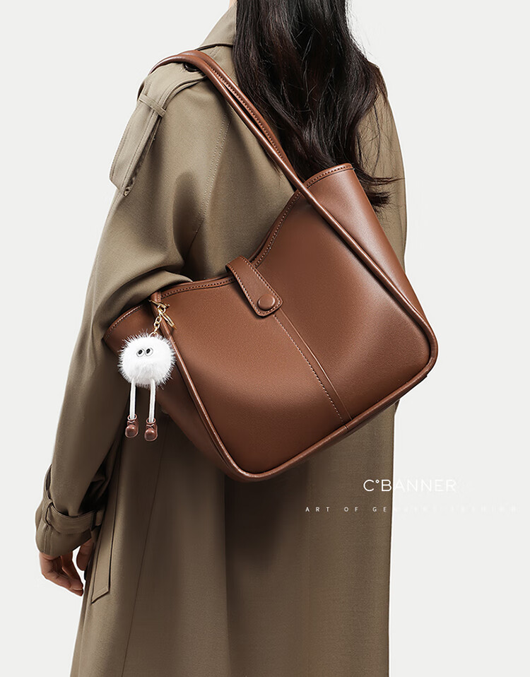 C.BANNER Leather Handbag, Women's Shoulder Tote Bag, Large Capacity Underarm Bag, Light Luxury Brand, Birthday Gift for Girlfriend on May 20 1