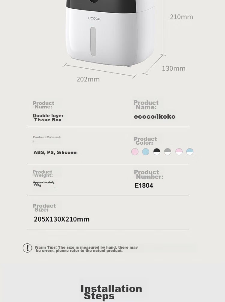 Ecoco Double-Layer Large Capacity Bathroom Tissue Box Storage, Wall-Mounted High-End Waterproof Toilet Paper Holder 18