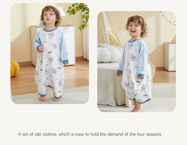 Beitaisi Baby Clothes, Spring And Autumn Cotton Pajamas, All-Season Infant Nightgown, Anti-Kick Blanket, Belly Protection, Cold Prevention Sleepwear 36