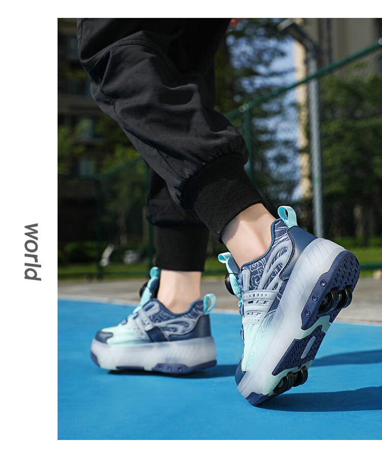BKG Running Shoes for Girls, Four-Wheel Sports Shoes for Children, Student And Youth Skating Shoes ZYQ23825-B7 Lan Yue 36 19