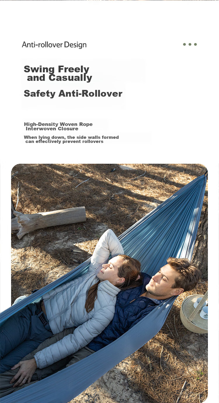 Naturehike Portable Hammock for Outdoor Camping, Lightweight Thick Anti-Rollover Swing Cradle - Light Bean Green - Single Perso 4