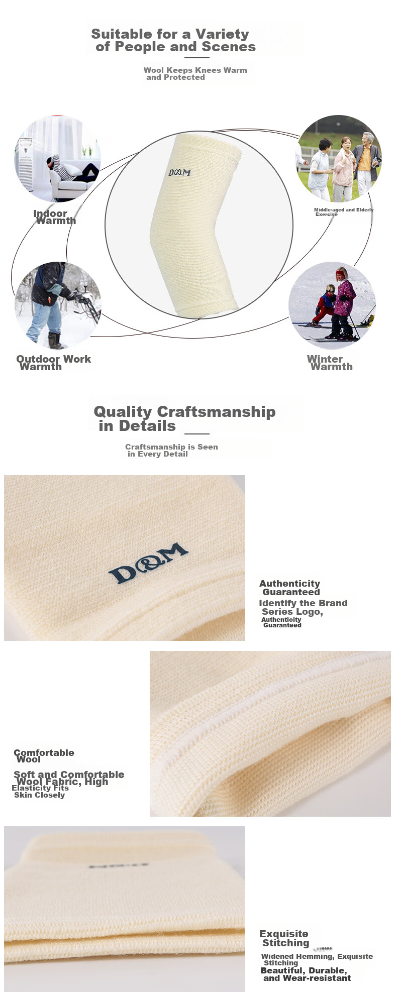 D&M Japanese Imported Wool Elbow Guard, Warm Merino Joint Protection, Cold-Resistant Thickened Arm Sleeves for Men And Women, Autumn And Winter Season, One Piece 9