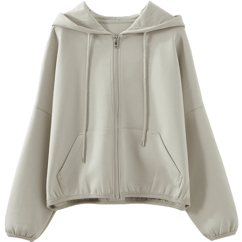 Dme Vitality Sports Series Spring Autumn Hooded Air Layer Long Sleeve Drop Shoulder Slightly Stretchy Pocketed Short Cotton Jacket