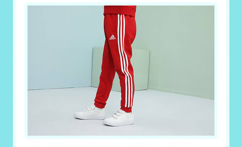 Adidas Children's Pants, Autumn Outdoor Casual Sports Trousers, Windproof Joggers, Red/white, Size 116 12