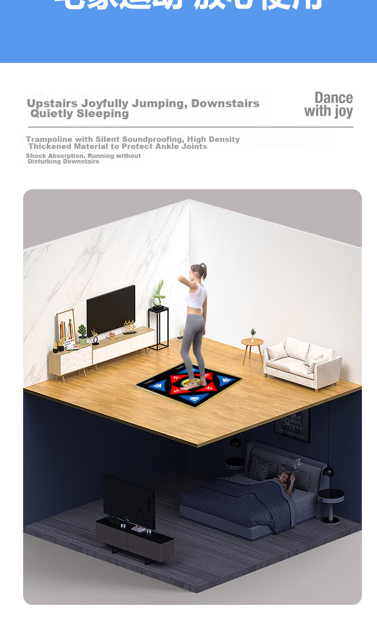 HongTai Home Dance Machine, Wireless Dance Mat with Projector for Computer And TV, Smart AI Motion Capture 24