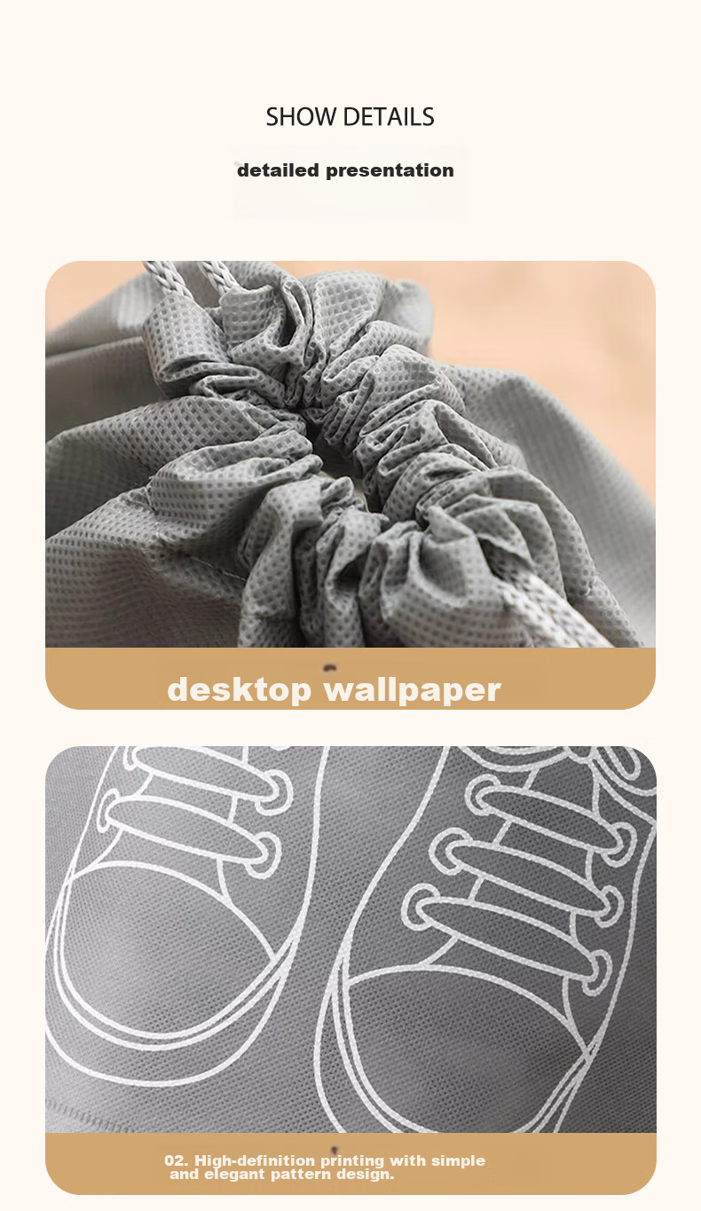 Baicaoyuan Shoe Storage Bag, Travel Organizer Drawstring Bag, Non-Woven Dust-Proof Shoe Cover, Essential Portable Shoe Protector for Sneakers 9