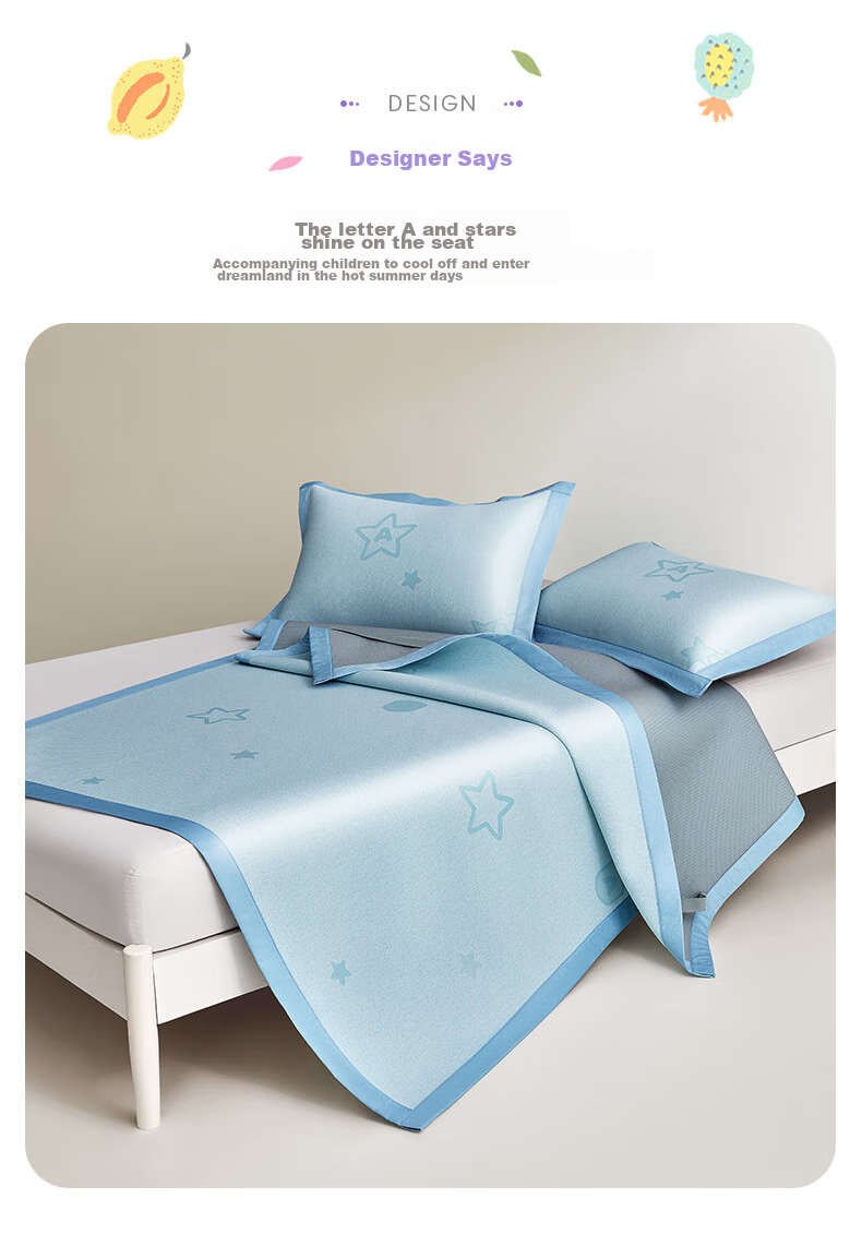Luolaikids Cooling Mat Pillowcase Single Pack Baby Grade A Washable Antibacterial Mite-Resistant Ice Silk Pillow Cover 48*74cm 2