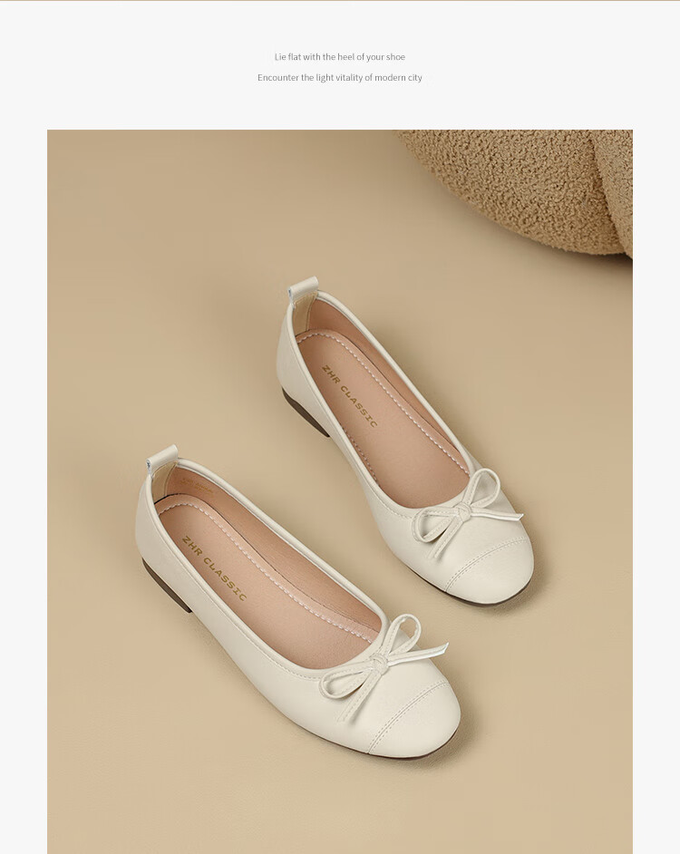 ZHR Silver Women's Ballet Flats with Bow, Soft Flat Sole Slip-On Loafers AH606 Silver 35 13