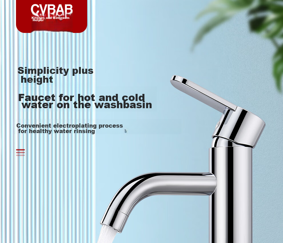 CVBAB Raised Basin Faucet, Countertop Basin Hot And Cold Water Tap, Bathroom Washbasin And Sink Faucet CV2021 2
