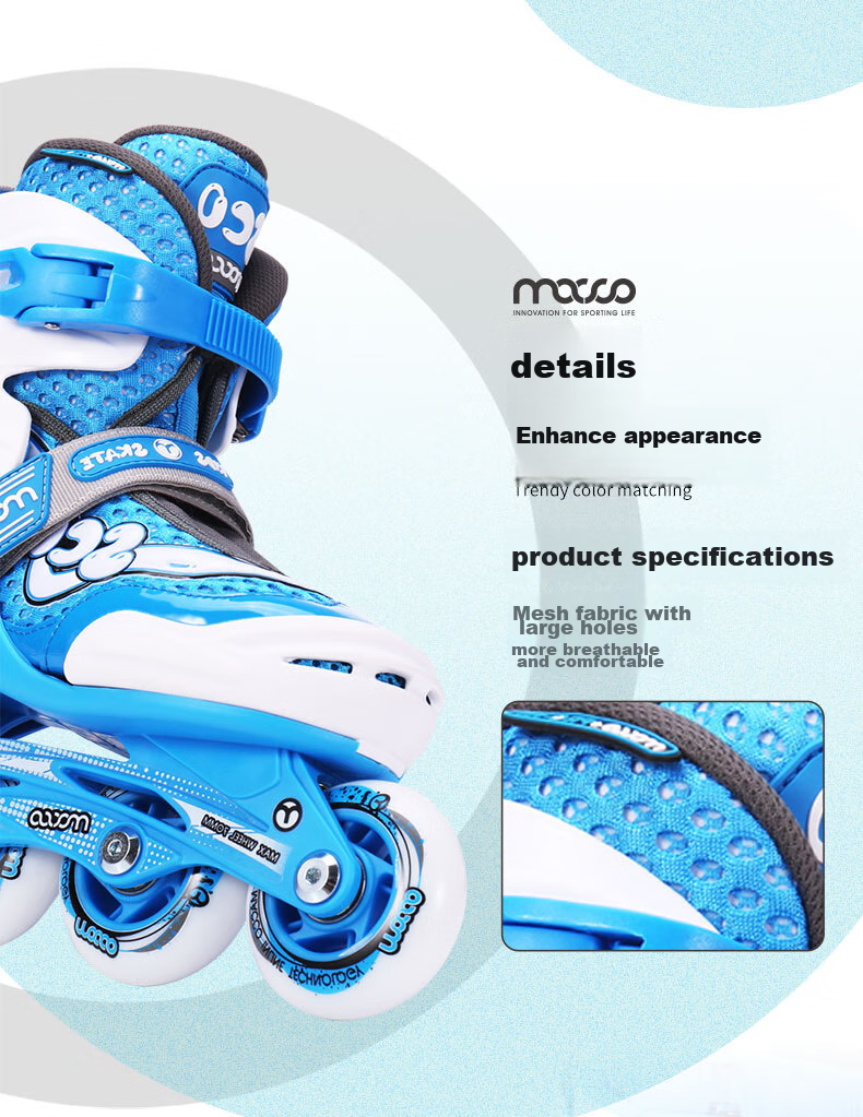 Migao Roller Skates Set for Children, Inline Skates Full Set for Girls And Boys, Adjustable Straight Wheels SC0 Upgraded Version, Blue L 12