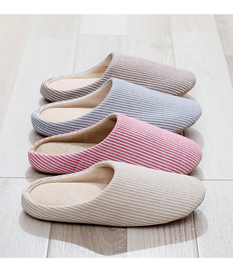 GUOLUOFEI Japanese-Style Home Indoor Spring And Autumn Slippers for Men And Women, Non-Slip Floor, Quiet Breathable Floor Slippers, Beige 36-37 6