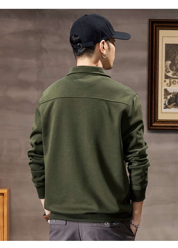 JEEP Spring And Autumn 2026 New Men's Sweatshirt with Lapel Collar, Versatile Casual Jacket, Loose-Fitting Sports Polo Collar Top for Men's Wear 21