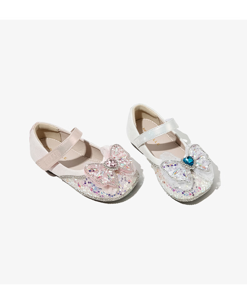 Belle Children's Shoes [Exclusive Style], Girls' Leather Shoes, Kids' Princess Shoes, Baby Crystal Shoes, Spring And Autumn Flats, Pink, Size 30 14