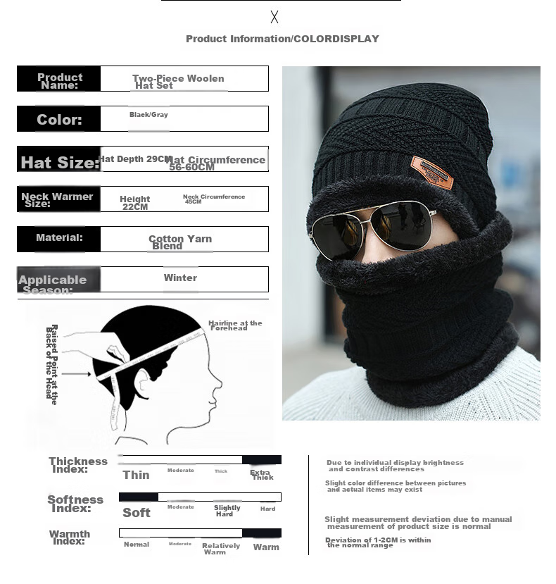 Move Iron Hat for Men And Women, Autumn And Winter Warm Fleece-Lined Thick Knitted Beanie Neck Gaiter Outdoor Cycling Cold-Proof Neck Warmer Hat, Gray 4