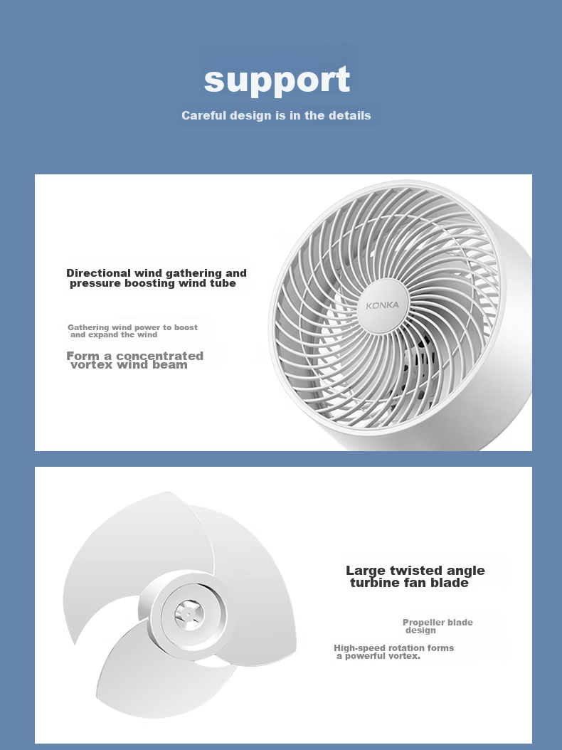KONKA Air Circulation Fan Electric Fan Remote Control Home Fan Oscillating Desktop Small Fan Standing Electric Fan Quiet Ventilation AC Fixed Frequency Floor Fan KXHS-1712E-P 11