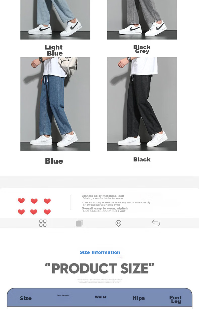 Dingfengbaoluo Men's Jeans, Summer Loose Fit, High Street Trendy Brand, Straight-Leg Casual Nine-Tenths Pants, 868 Light Blue, Size S 3