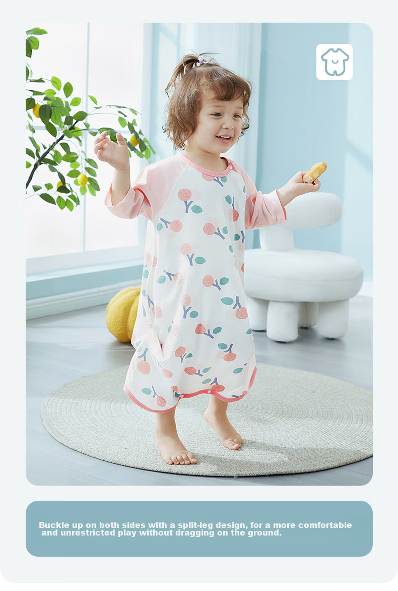 Beitaisi Baby Sleeping Bag, Summer Thin Style, Children's Cotton Nightgown, Home Air Conditioning Anti-Kick Blanket, Integrated Pajamas, Bella, Size 73 11