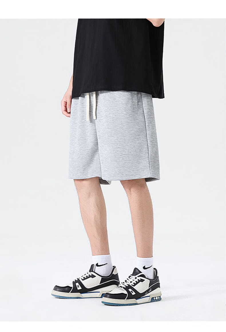 GENIOLAMODE Men's Shorts, Summer Style, Heavy 300G, Casual Draping Loose Fit, Athletic Straight-Leg Five-Point Pants for Me 8