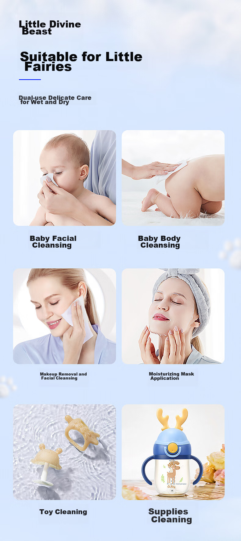 Auby Baby Soft Wipes, Newborn-Specific, for Both Dry And Wet Use, Disposable Face Wipes, Baby Cleansing Towels, 80 Sheets Per Pack 12