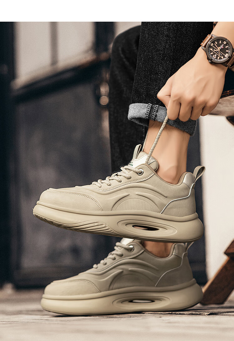 Bull Family Men's Shoes 2026 Spring New Trendy Fashion Durable Casual Soft Sole Height Increasing Versatile Sports Shoes 14