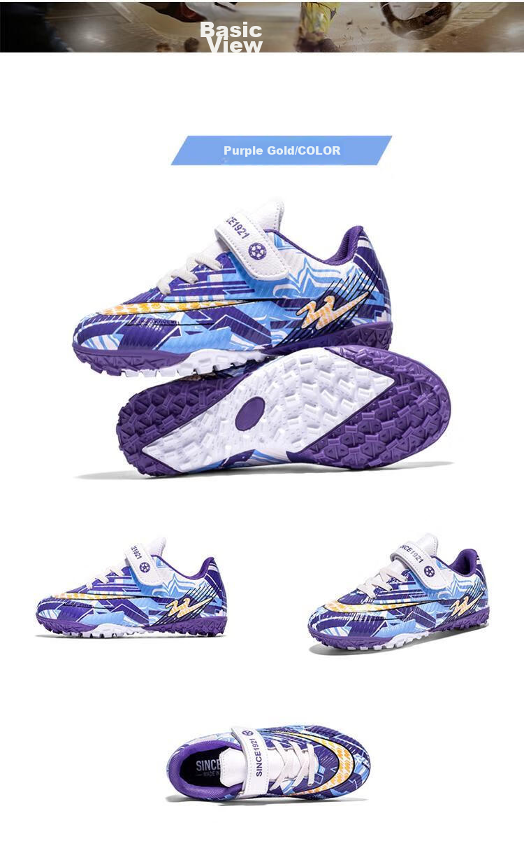 Shuangxing Children's Soccer Shoes, Youth Non-Slip Wear-Resistant Training Shoes for Boys And Girls, TF Turf Cleats, Lightweight All-Season Style for Artificial Turf 23