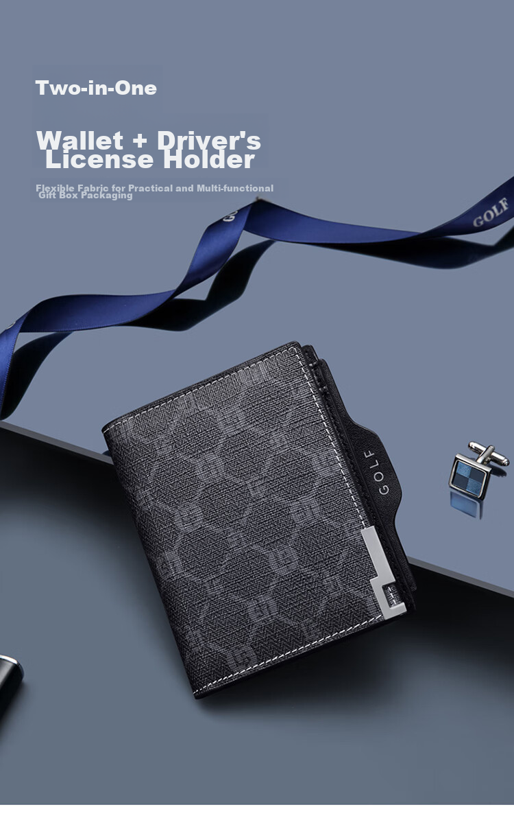GOLF Men's Wallet with Multiple Card Slots, Short Style Wallet for Men's Driver's License And ID Cards, Printed Card Holder, Business Card Holder 1
