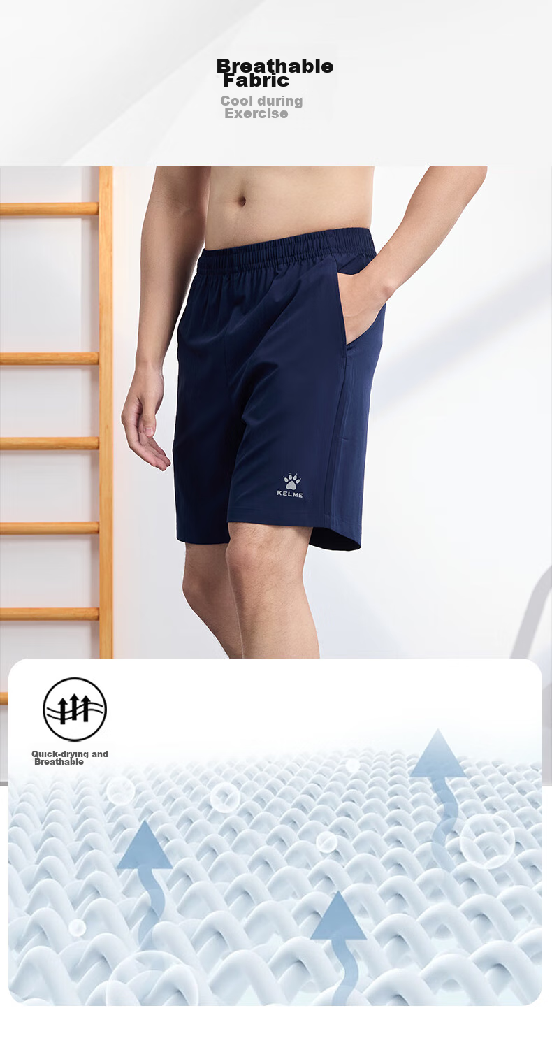 KELME Men's Sports Shorts, Woven Quick-Dry Training Running Shorts, Lightweight Breathable Knee-Length Shorts, Black, XL 11