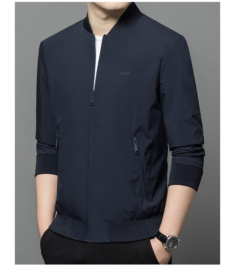 Edenbo Autumn Winter Casual Jacket Baseball Collar Business Commuter Coat Men Navy Blue 170/88A (L) 6