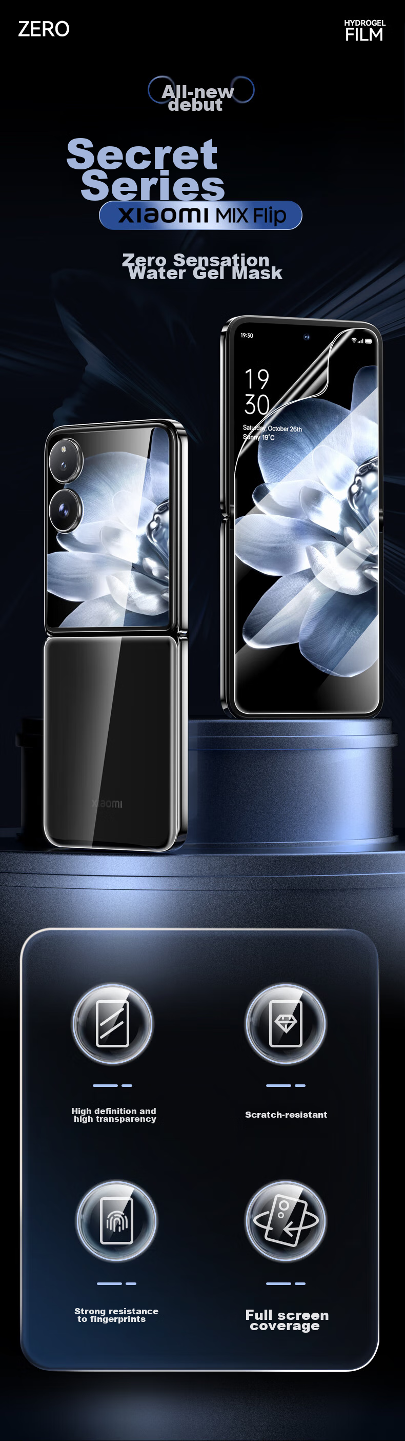 BIAZE [Nano Full Screen] Hydrogel Film for Xiaomi MIX Flip2, Mixflip Full Adhesive Soft Screen Protector [Inner And Outer Screens Three-Piece Set], HD Non-Tempered JM242 2