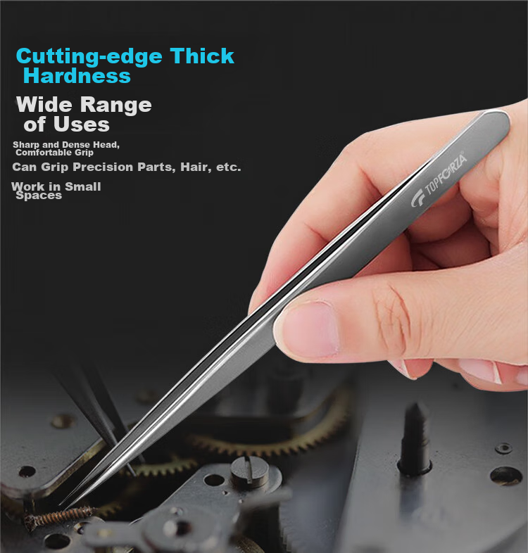 TOPFORZA TZ-4511, Pointed Tip, Bent Tip, Flat Tip, And Flat Head Professional Precision Tweezers Set, Pry Bar Tool Kit, 10-Piece Set 9