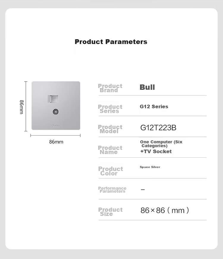 BULL Switch Socket Two-Position Computer with TV Six-Category Socket G12T223B Cream Style Space Silver 10