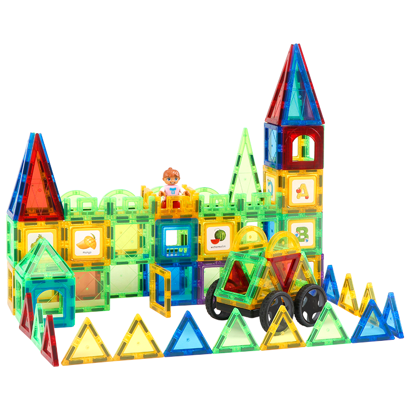 MAGPLAYER Children's Toy Colorful Window Magnetic Tiles, Magnetic Building Blocks Puzzle, for Boys And Girls Aged 3-6, 200 Pieces, Birthday Gift