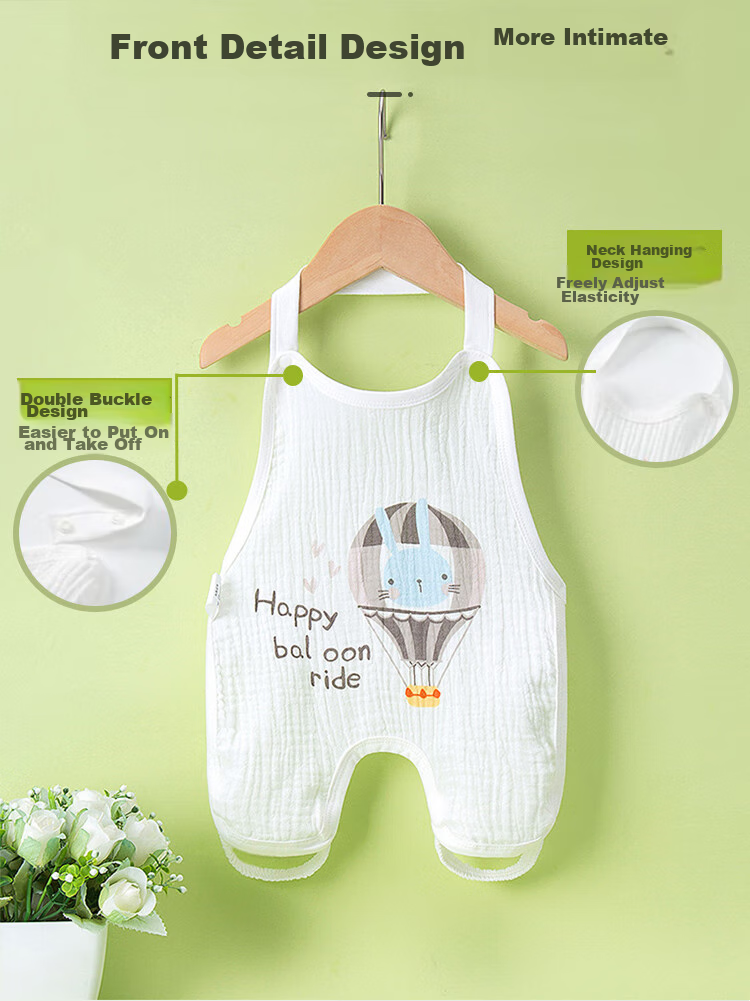 9I9 Baby Belly Cover, Summer Thin Pure Cotton Gauze, Newborn Belly Protection Vest, Infant Sleeping Bag, Onesie, 2-Piece Set, A302 7