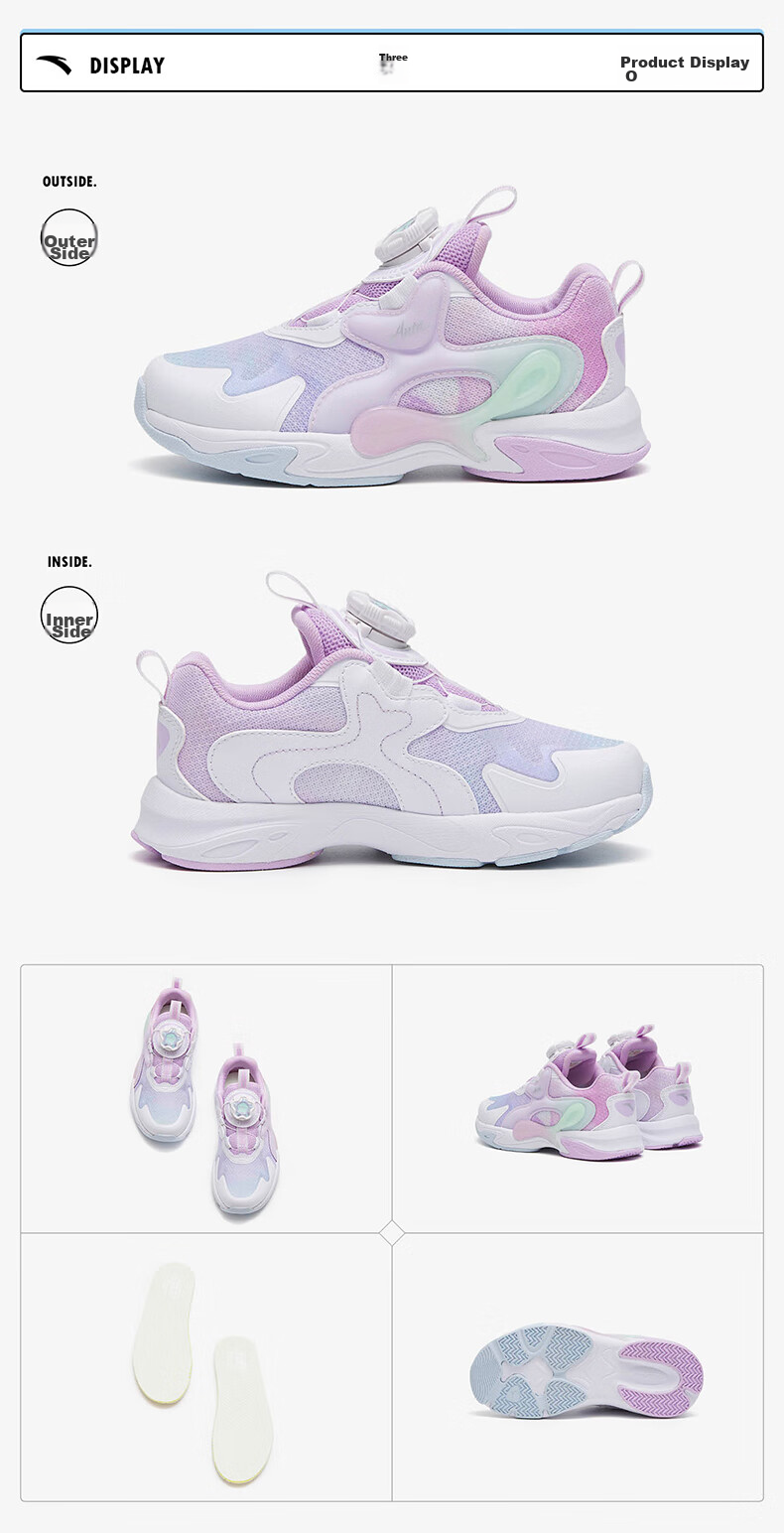 Anta Kids Sports Shoes Girls Toddler 2026 Summer Mesh Breathable Butterfly Wing Casual Shoes 322629922 22