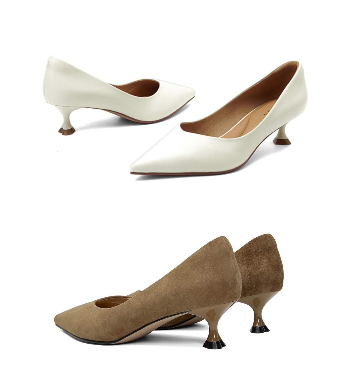 PT'SON Cat Kitten Black High Heels for Women, Spring And Autumn Soft Lambskin Work Shoes, Commuter Low-Cut Pumps, Sand Brown, Size 40 19