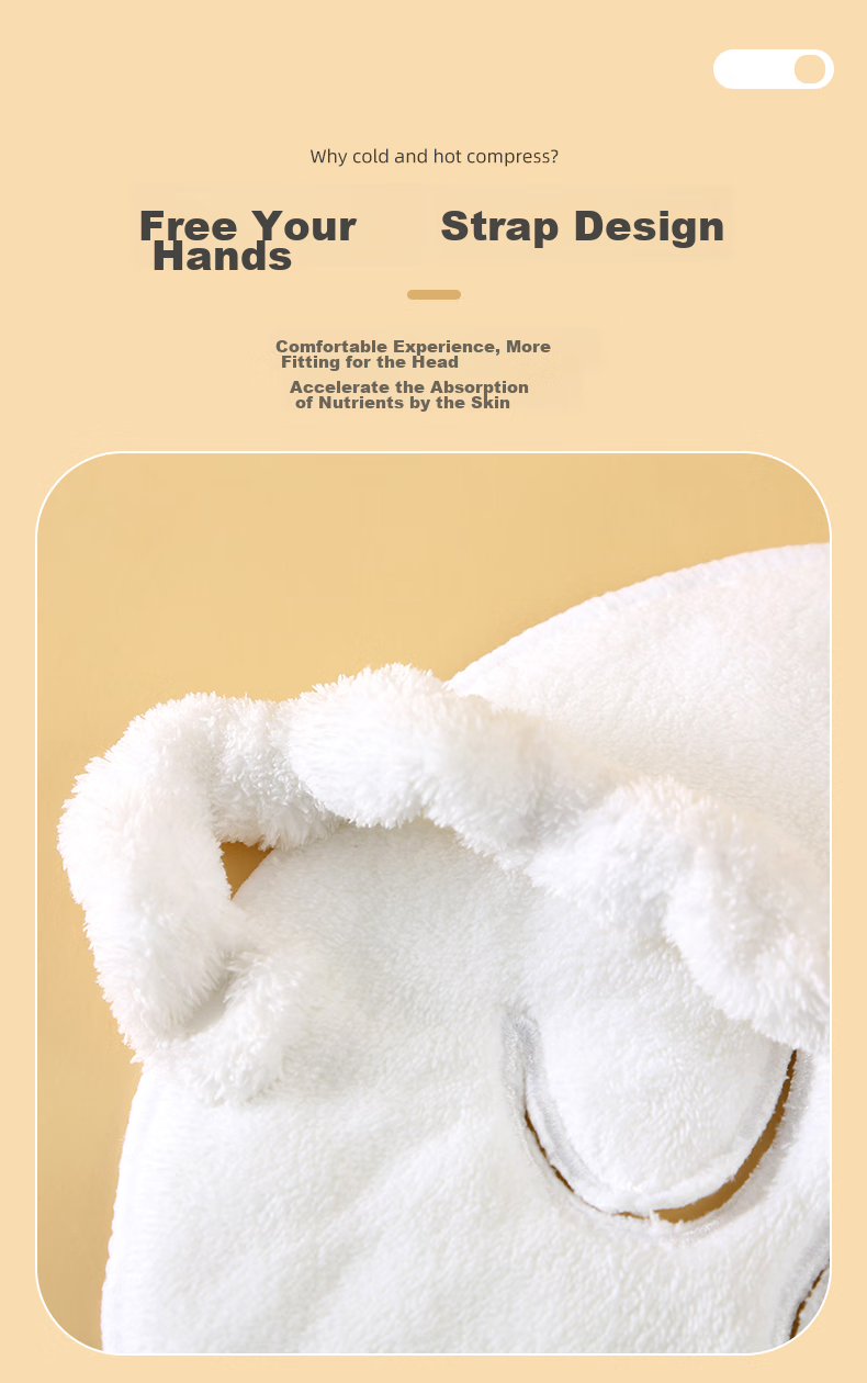 Grace Hot Compress Towel, Three-Hole Cold Compress Face Mask, Beauty Salon Coral Fleece Soft Hydrating [Three-Opening Style] 9