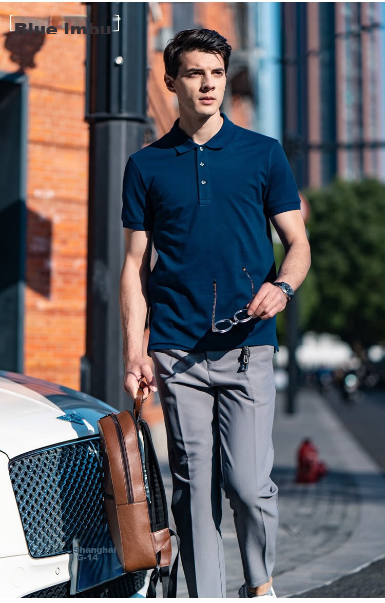 Mr.Bu T-Shirt Spring And Summer Short-Sleeve Polo Shirt, Solid Color Men's Clothing, Middle-Aged Casual Undershirt, Deep Royal Blue, L/175 14