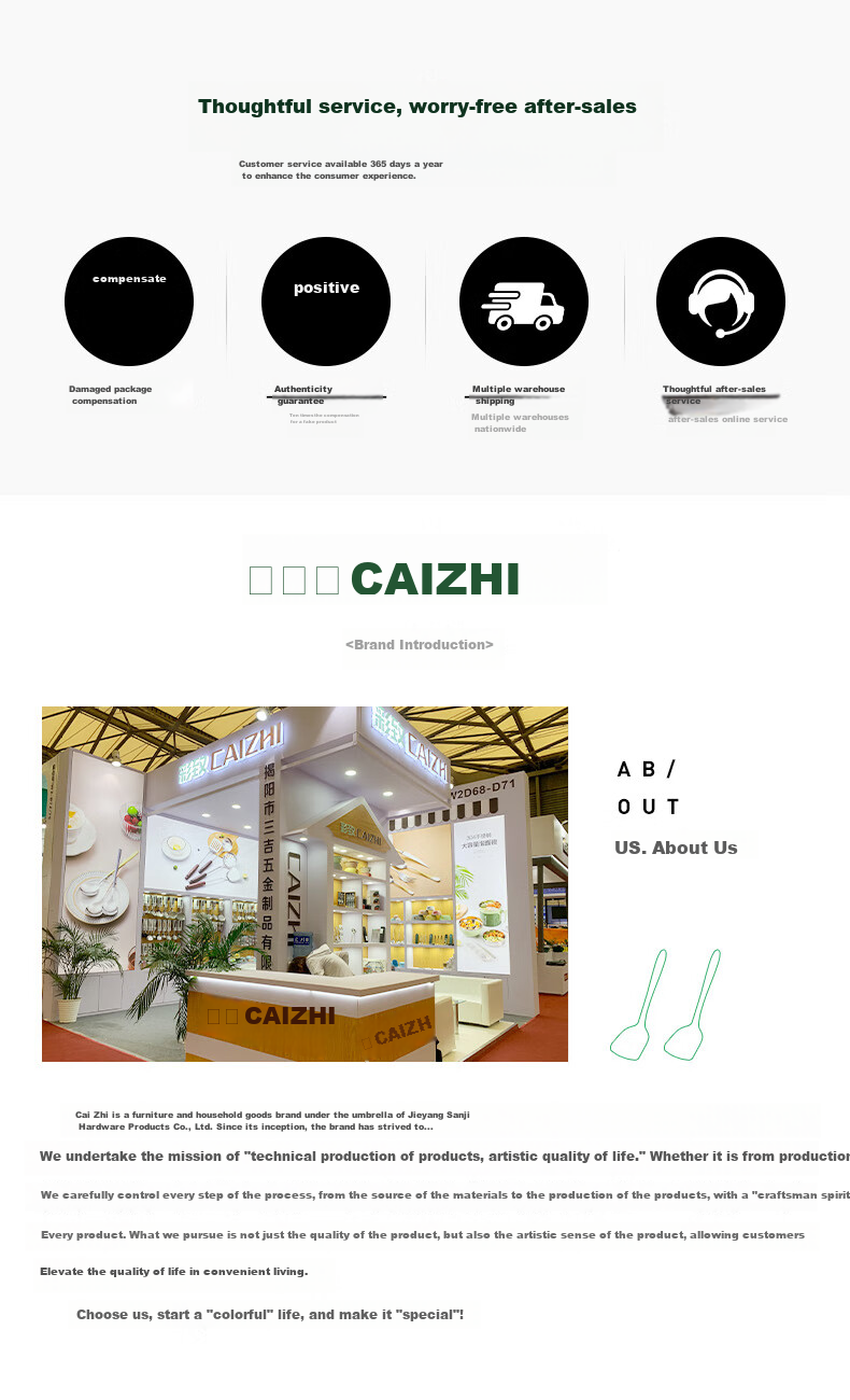 CAIZHI 304 Stainless Steel Spoons, Large Household Soup Spoons, Eating Spoons, Long-Handled Round Spoons, Set of 2, CZ6800 21