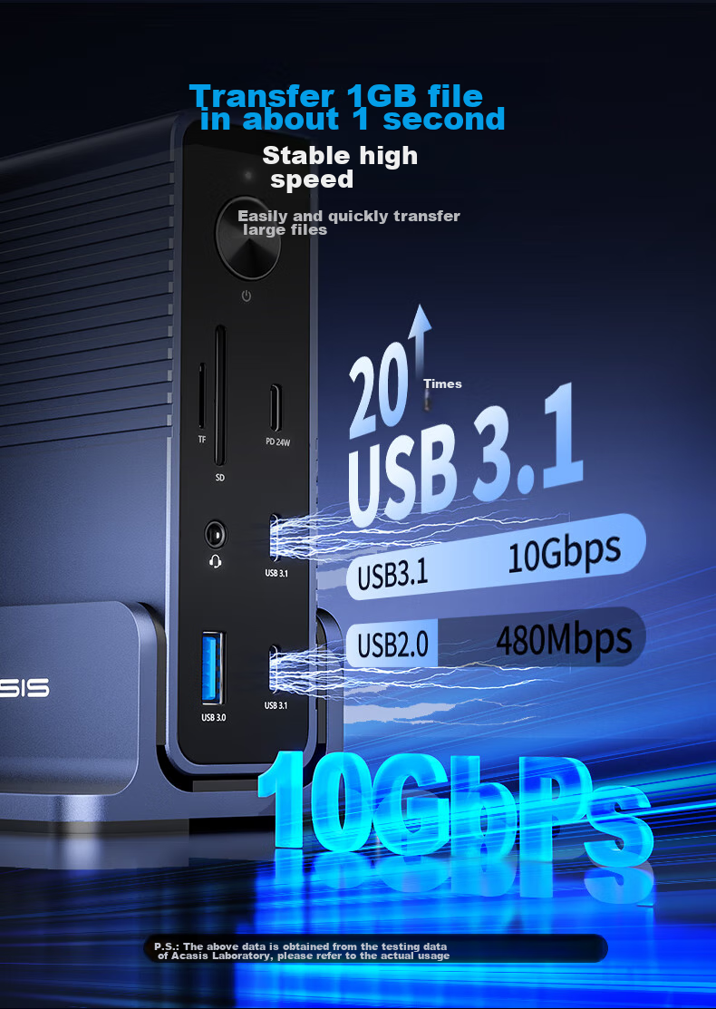 Acasis Desktop Expansion Dock, Type-C Hub, DP Hub, Thunderbolt 4 Docking Station, 4K 60Hz Four-Screen Display, HDMI Graphics Card Expansion Dock, Vertical Computer Desk DS-7A15 10