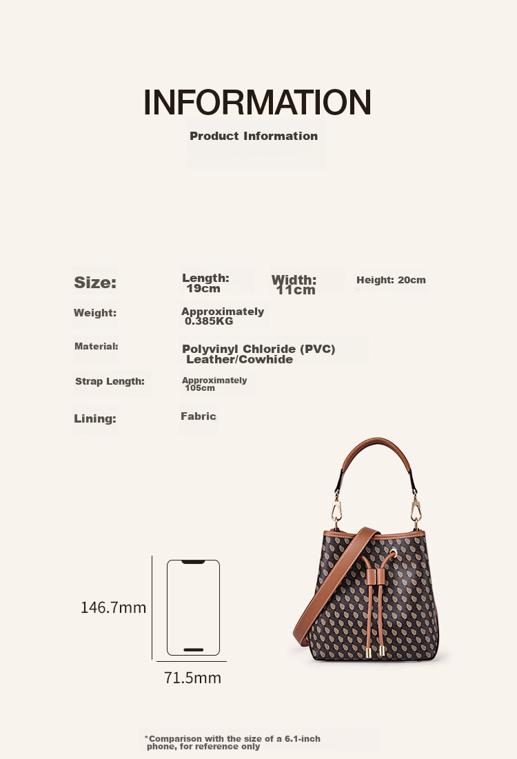 DISSONA Women's Handbag, Monogram Shoulder Crossbody Bag, Large Capacity Commuter Bag, Bucket Bag, Brow 3