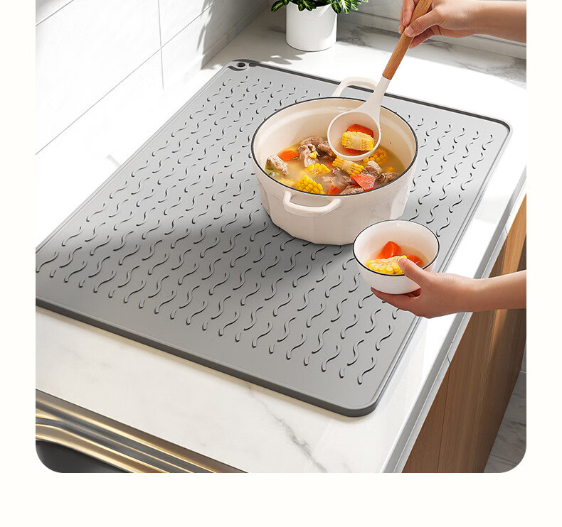 Siwangongli Heat Insulation Mat, Draining Mat, Kitchen Protective Silicone Pad, Countertop Mat, Cutting Board Non-Slip Mat, High Temperature Resistant Anti-Scalding Mat, Placemat 10
