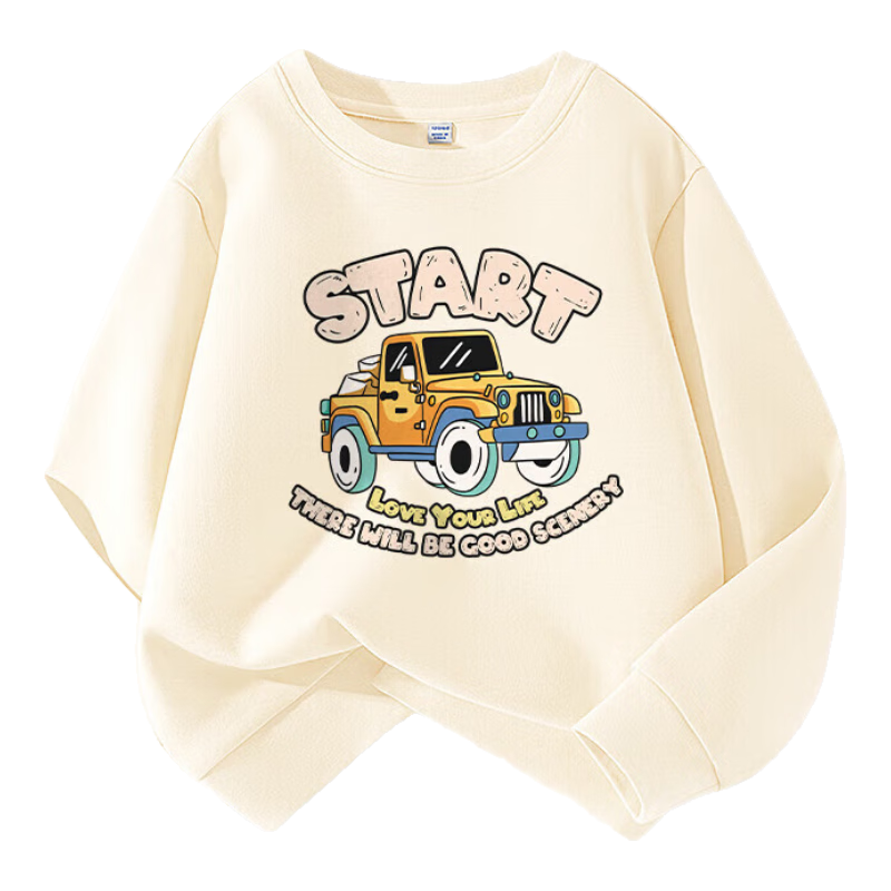 Jeanswest Children's Sweatshirt Spring And Autumn Style 2025, Boys' Fall Clothing, Loose-Fitting Top for Older Children, Air Layer Long-Sleeve Shirt for Boys