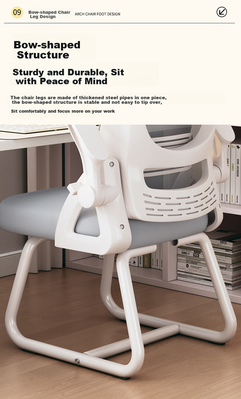 Chibailun Computer Chair, Office Chair, Home Student Writing And Study Chair, Gaming Chair, Bow-Shaped Backrest Chair, Ergonomic Chair 10