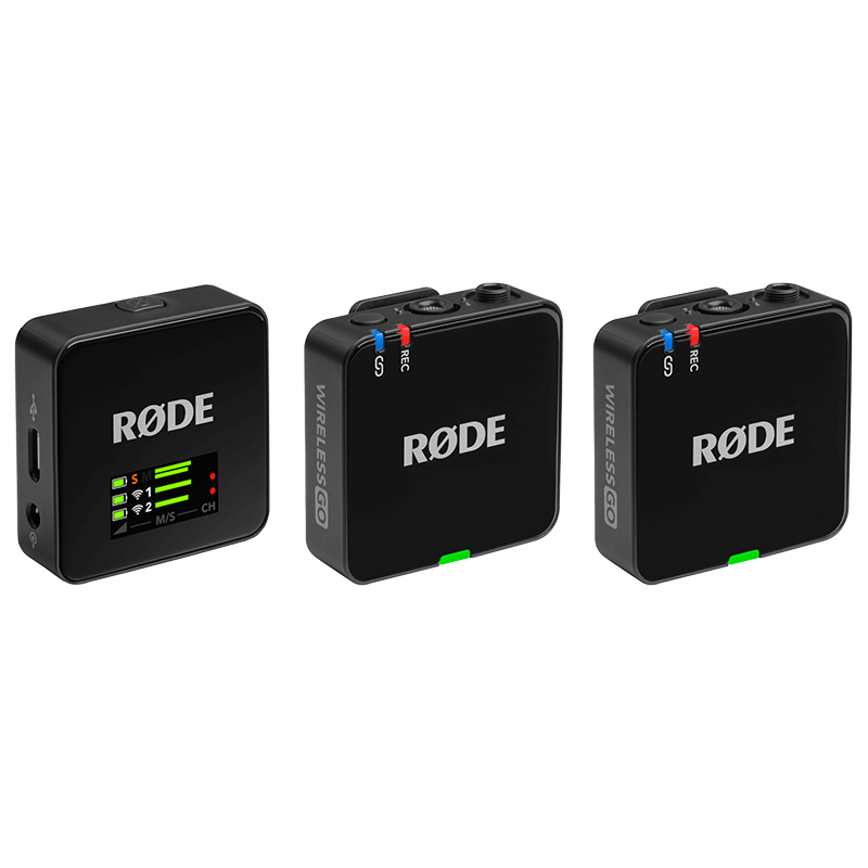 Rode Wireless Go3 Clip-On Microphone System with Two Mics for Outdoor Use, Live Streaming, Recording, Interviews, VLOGs, And Computer/Phone Recording - Standard Configuratio