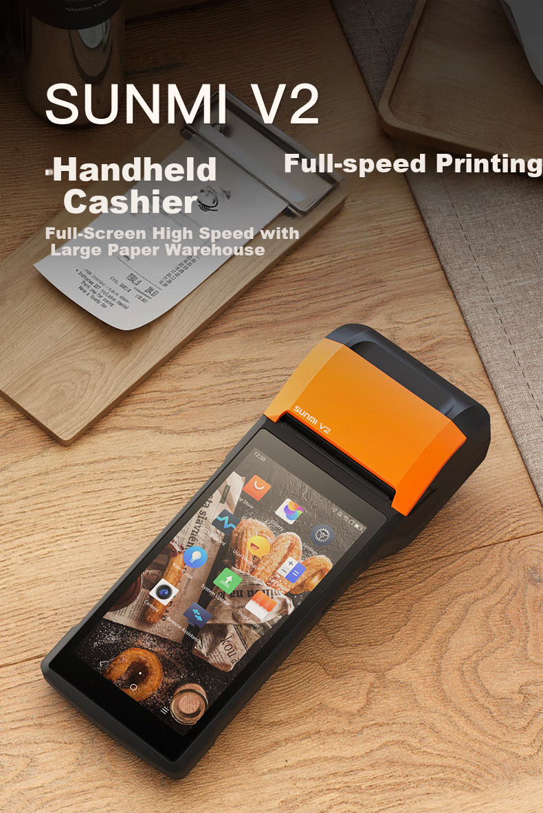 Sunmi SUNMIQ Second Generation Standard Edition, Portable Handheld Cash Register, Mobile Ordering Machine for Restaurants And Retail, Receipt Printer, QR Code Payment And Cash Register, 2+16GB 1