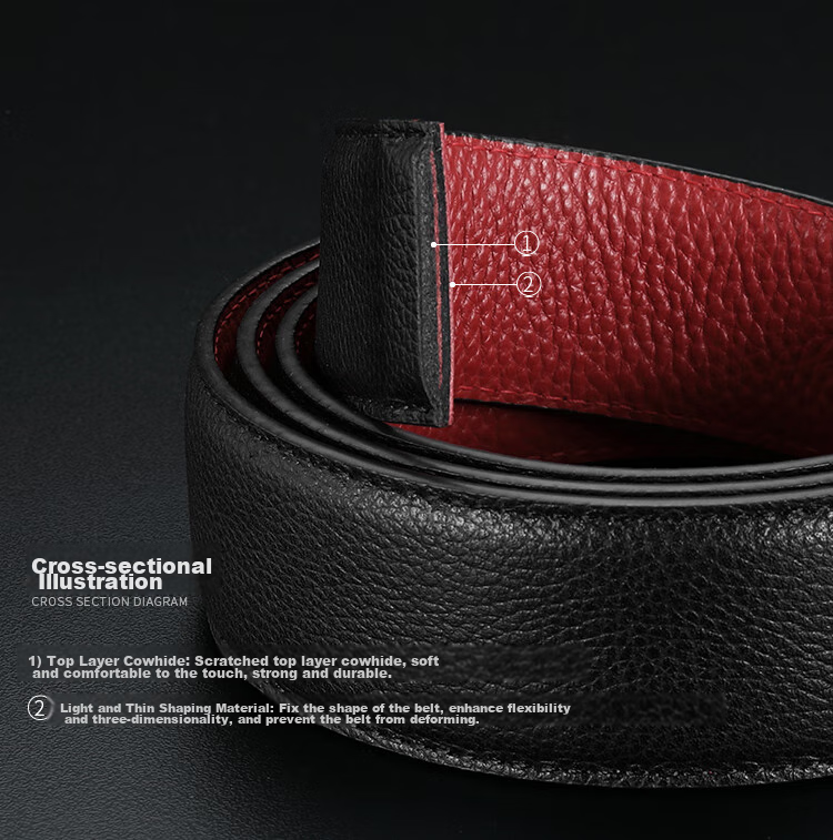 Goldlion Men's Belt, Top-Grain Leather, Automatic Buckle, Red Waistband Gift Box, Zodiac Year Trouser Belt, Birthday Gift 11