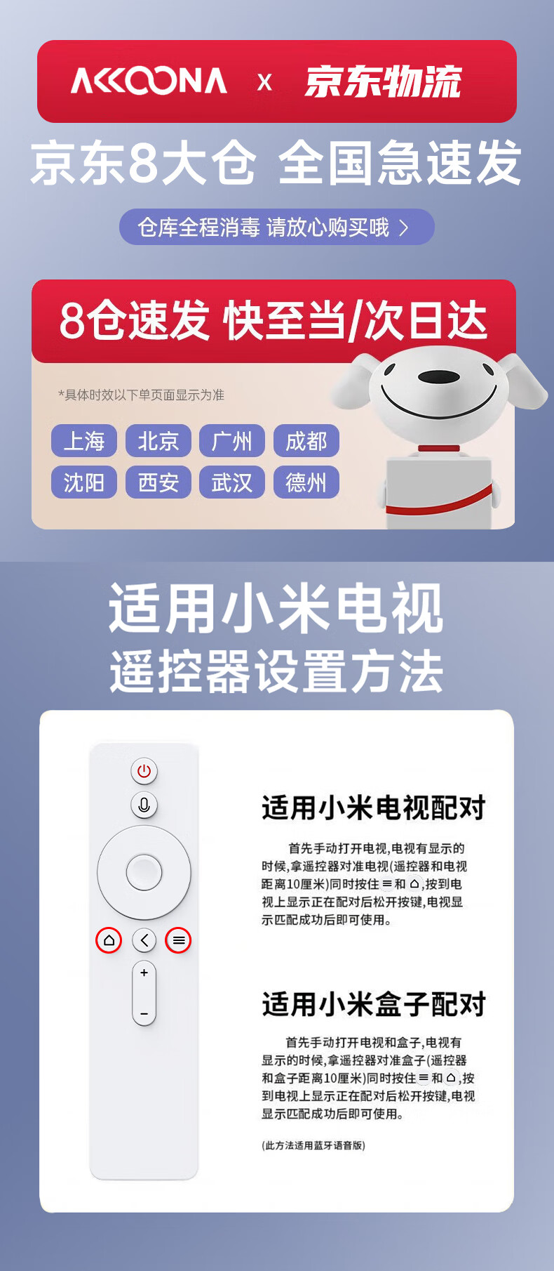Accoona Compatible with Mijia Xiaomi Redmi Fengmi TV Projector Remote Control, Bluetooth Voice Control, Youth Edition, High-Definition Laser Smart Projector for First And Second Generatio 1